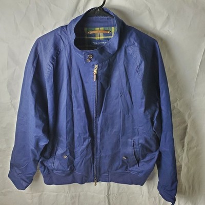 ジャケット・アウター POLO GOLF GORE-TEX Harrington Jacket Polo Golf Ralph Lauren Jacket Mens XL Blue Harrington Plaid Lined
