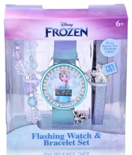 Disney Frozen Flashing Watch, Bracelet & Matching Hair Accessory, 3pc Set