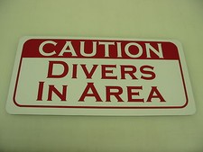 CAUTION DIVERS IN AREA Metal Tin Sign NEW 4 Golf Ball Pool Marina SCUBA Lake