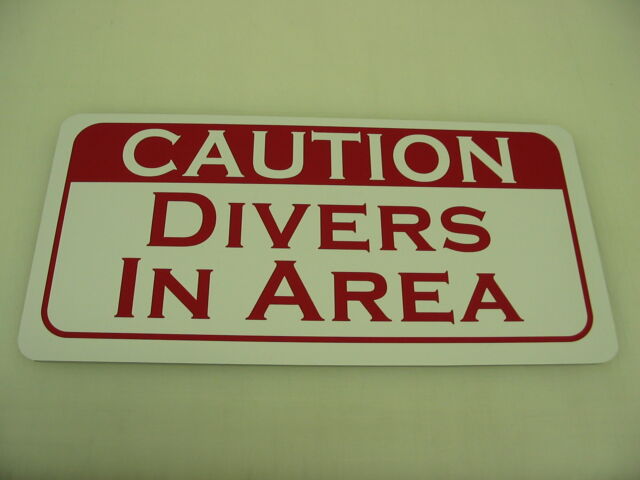 CAUTION DIVERS IN AREA Metal Tin Sign NEW 4 Golf Ball Pool Marina SCUBA Lake CAUTION DIVERS IN AREA Metal Tin Sign NEW 4 Golf Ball Pool Marina SCUBA Lake