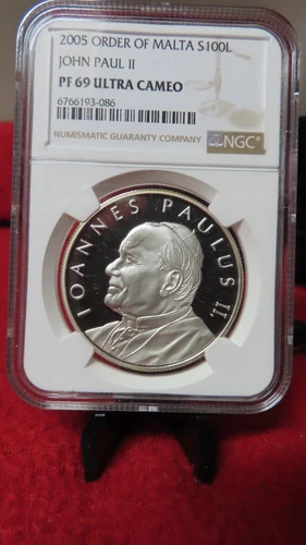 2005 Silver Order of Malta Pope John Paul II NGC PR PF 69 Ultra Cameo