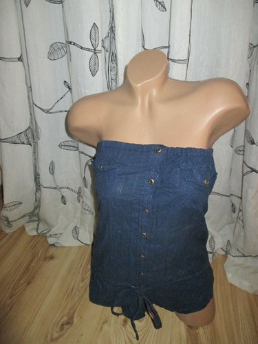 BSK Casual Collection Bershka Tubetop marine mit Silberfäden Grösse S