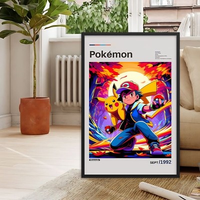 Pikachu, Pokemon Poster, Game Wall Art, Game Poster No Frame