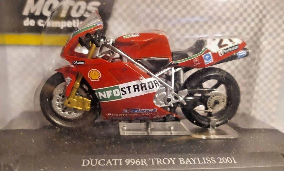 Ducati 996R Troy Bayliss 2001 Raro Motocicleta de Carreras Diecast Escala 1:24 Foto 2 de 2