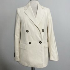 H M Oversized Double Breasted Corduroy Blazer Jacket Cream Size 4
