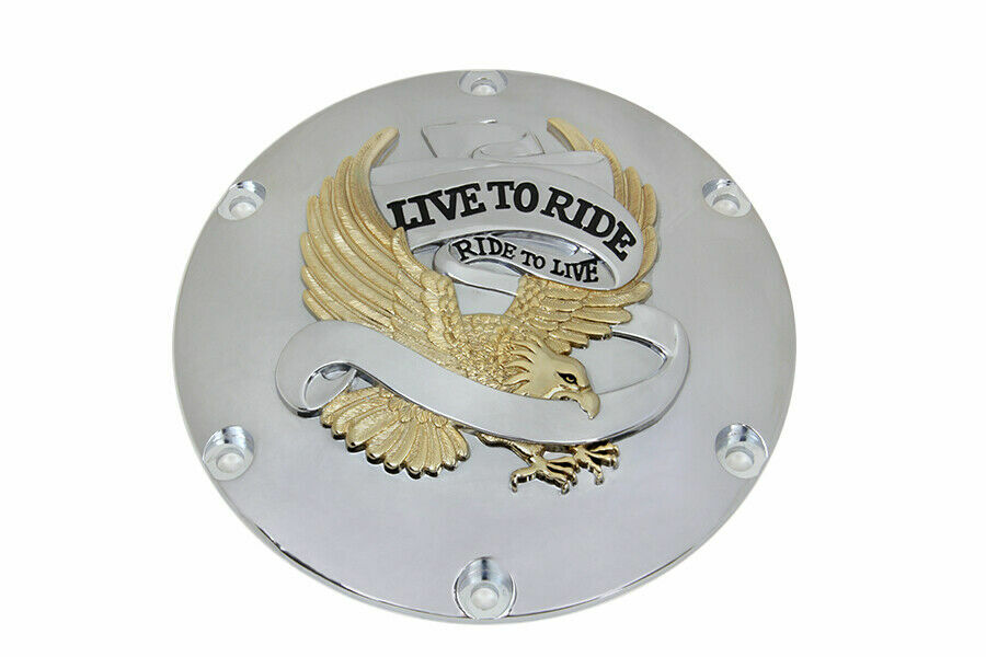 Eagle Spirit Derby Cover Gold Inlay for Harley Davidson by V-Twin