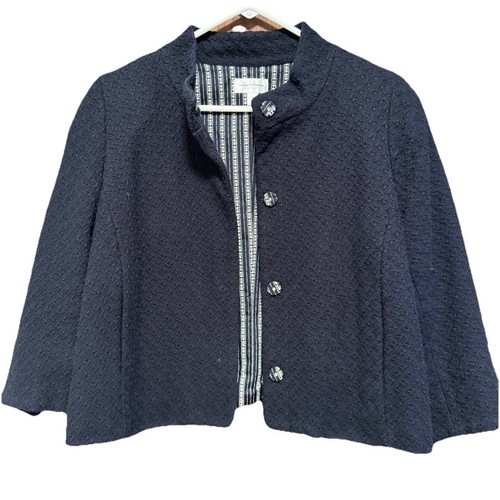 Isaac Mizrahi Cropped Jacke strukturiert Knopfleiste Karriere Mantel Größe 14