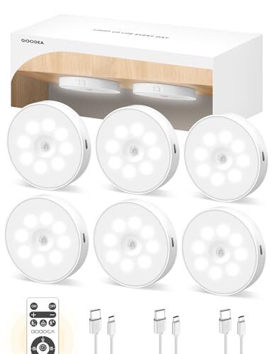 Led Under Cabinet Lights, Motion Sensor Rechargeable Light, 6 PACK Cold White