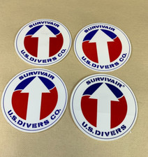 Lot of four 4" Original SURVIVAIR U.S. DIVERS Co. Scuba Diving Decals Stickers