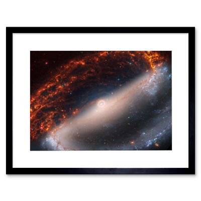NASA Hubble James Webb Telescope Spiral Galaxy NGC 1300 Framed Wall Art 9X7 In