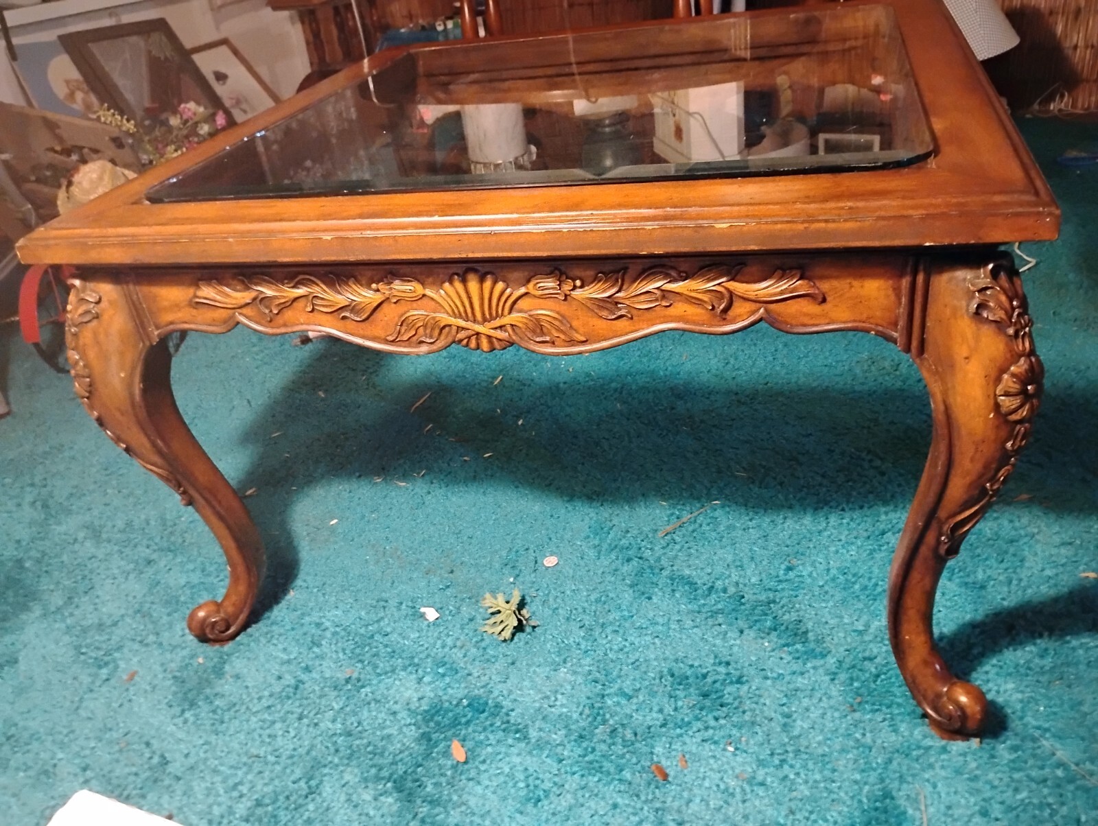 Antique glass top coffee table | eBay