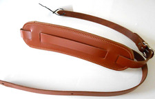 UK Made Real Leather Padded Shoulder Pad Buckle Vintage Guitar Strap Light Brown