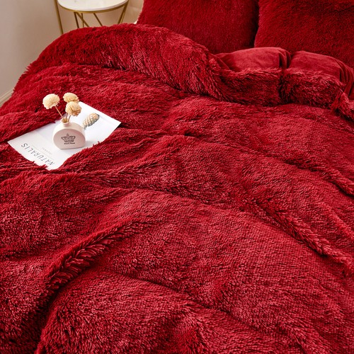 5 Pcs Plush Shaggy Duvet Cover Luxury Ultra Soft Crystal Velvet Bedding Set - Picture 7 of 41