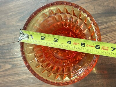 Coupe De Fruits En Verre Jeannette – Amberina Rouge Et Jaune – Pied à Quatre Orteils