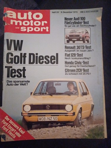 AUTO MOTOR & SPORT 25/1976 Golf Diesel AUDI 100 Honda Civic Fiat 128 Renault 30