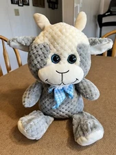 Kelly Toy Goat Plush 16” Check Bow Blue Eyes Horns Minky Soft