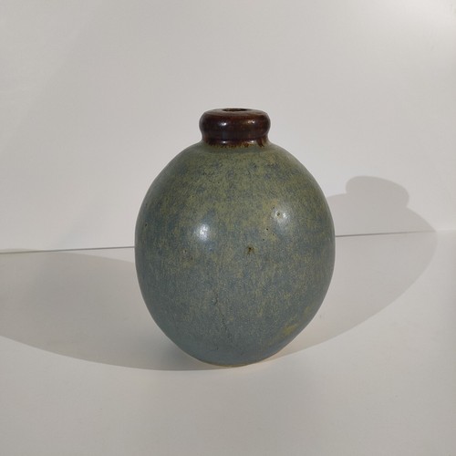 Vintage Handmade Blue Ceramic Table Lamp Base 15cm Glazed Signed HS or SH - Picture 6 of 13