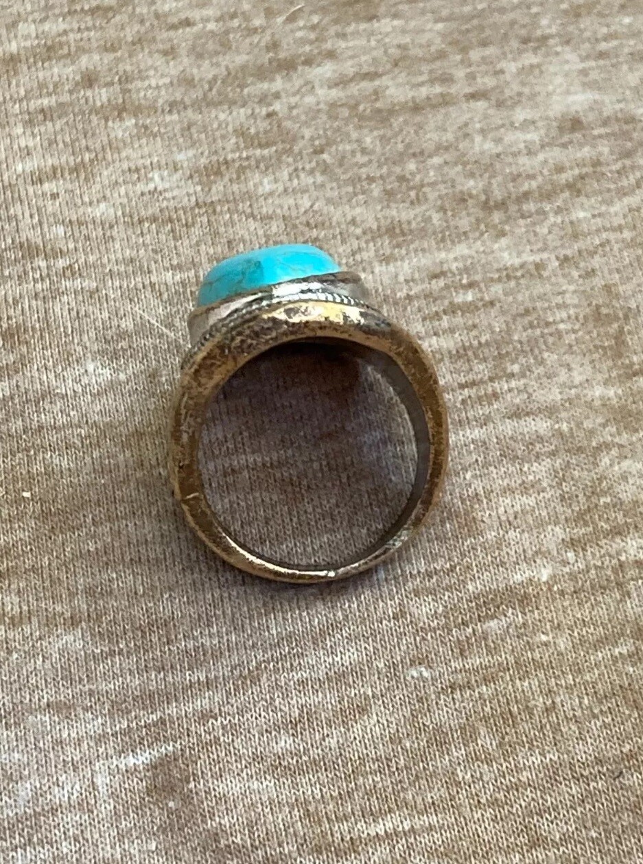 Bold Statement Ring Detailed Silver Tone Gold Ton… - image 2