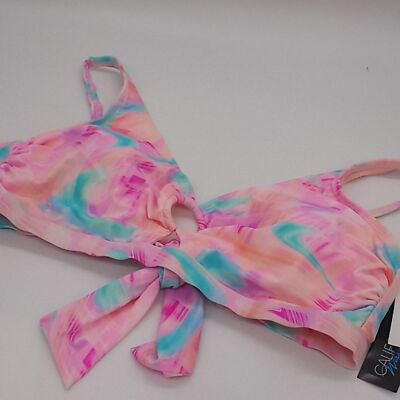 California Waves Bikini Top Juniors 3X (22-24) Plus Tie-Dye Bralette Multi Pink