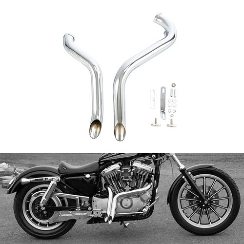 Chrome Dual Pipes Exhaust Fit For Harley Touring Road Street Glide Softail Dyna - Picture 2 of 10