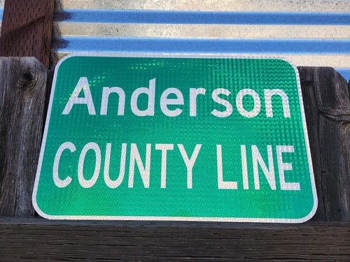 ANDERSON COUNTY LINE road sign 18"x12", Texas, Palestine, Frankston, Bethel - Picture 5 of 13