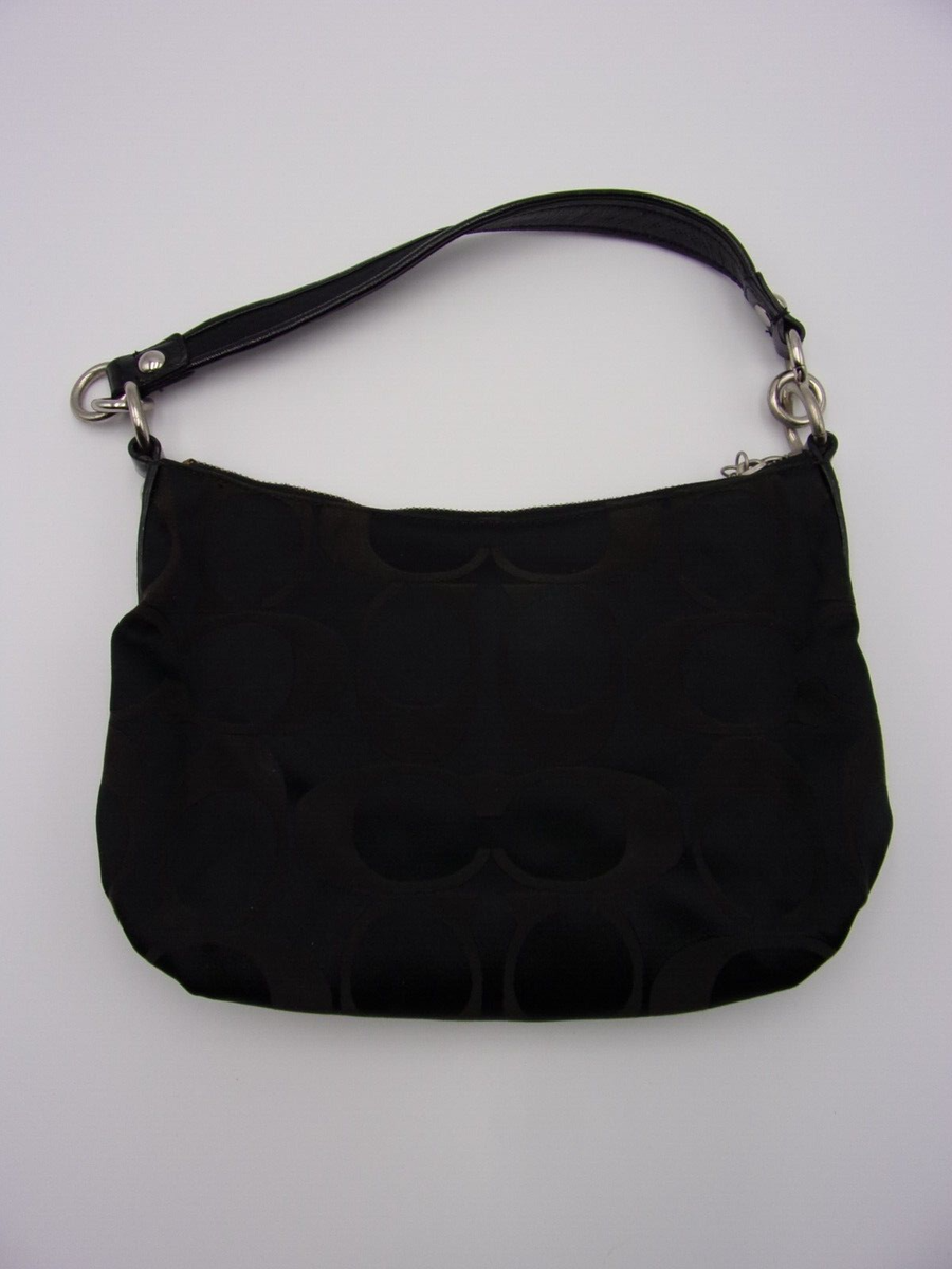 Coach Bag Signature Purse Poppy Handbag Black Purple Canvas Coach Bag Signature Purse Poppy Handbag Black Purple Canvas