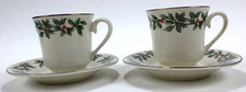 2 Sets of BAUM BROS Holly Christmas Berry Cups & Saucers ~ Formalities ?  *READ*