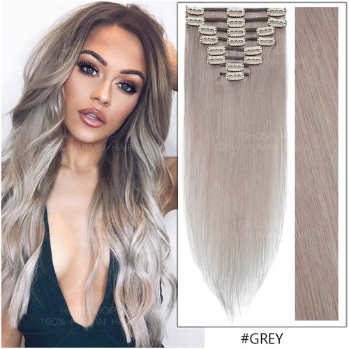 Dick 100% Remy Echthaar Clip In Human Haar Extensions Haarverlängerung 8 Tressen - Bild 50 von 60