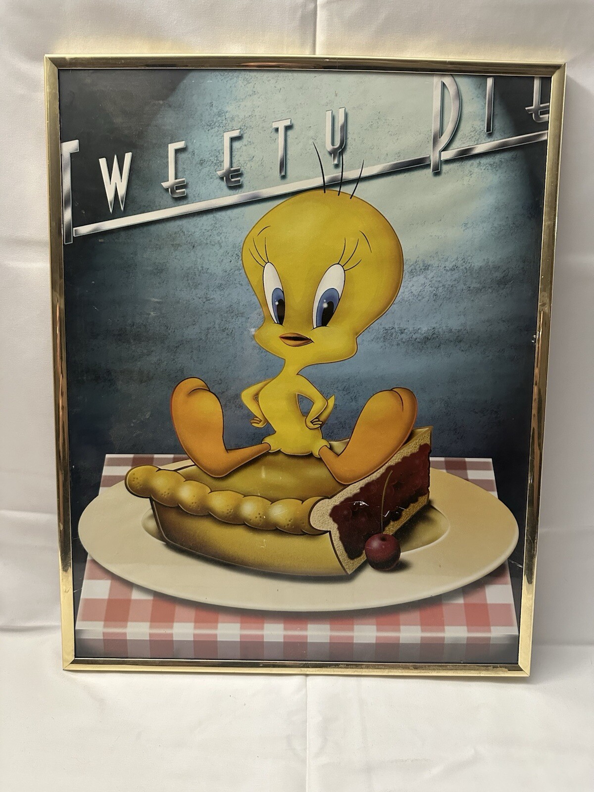 Vintage Tweety Pie Framed Glass Poster 16x20 Inches