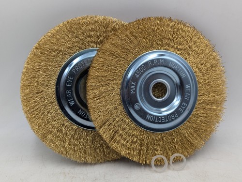 6" Wire Brush Wheel Lot Of 25, For Bench Grinder, 6-in Brass Wheel, 5/8", 1/2" - Picture 2 of 6