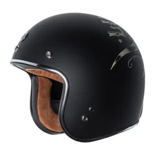 Torc T50 3/4 Open Face Cafe Retro Motorcycle Helmet Flat Black Bullhead 2X Large