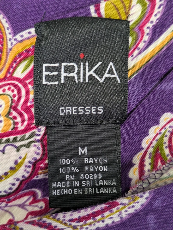 Erika винтажный женщин цветочный макси платье средний вискоза фиолетовый v-образным вырезом назад галстук - Изображение 3 из 4