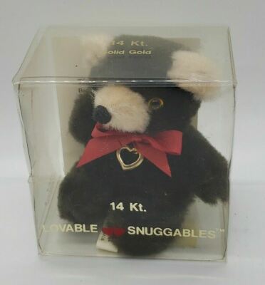 vintage lovable snuggables St. Regis plush bear w/ 14kt 14k gold heart