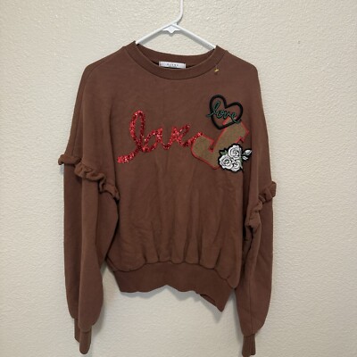 Vintage Olene Sweater Ruffles Shoulder Patched Sequenced Made In Korea