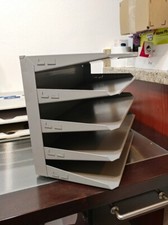 Vintage Lit-Ning Products Metal shelf Desk File Industrial Model No 5 HL USA