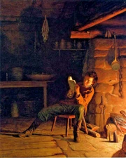 Abraham Lincoln As Young Boy Reading Book 8"x10" PRINT  ready to be framed