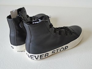 black leather baseball boots