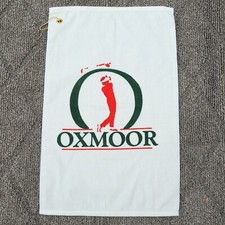 White Oxmoor Golf Towel With Clip 16.5" x 26" Cotton Poly Blend Made In USA