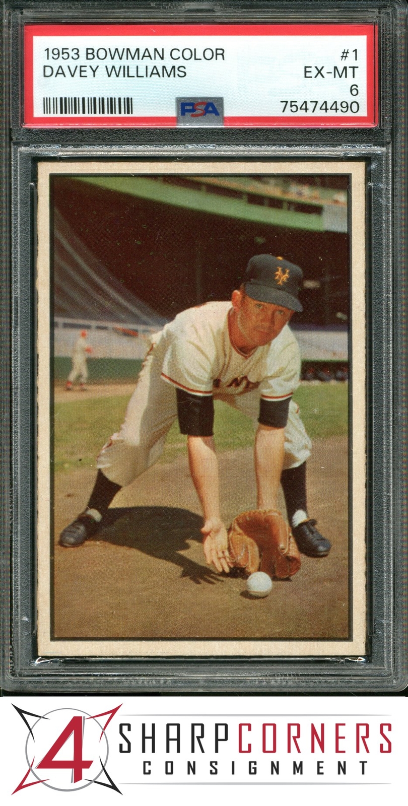 1953 BOWMAN COLOR #1 DAVEY WILLIAMS GIANTS PSA 6