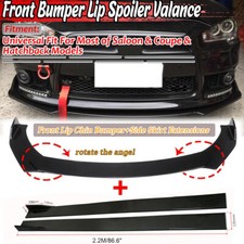 Universal 86.6" Side Skirt Extensions Front Bumper Lip Body Spoiler Splitter Kit
