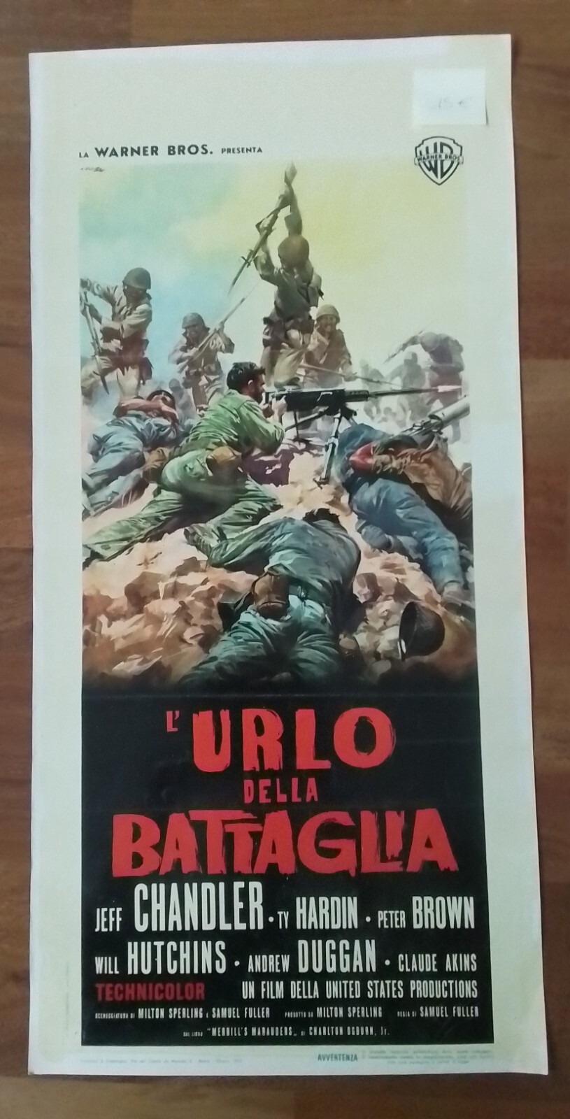Locandina originale film L'urlo della battaglia () - Regia di Samuel Fuller