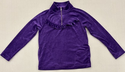 Lilly Pulitzer Girl’s Velour 1/4 Zip Pullover With Ruffle Purple Size XL 12/14
