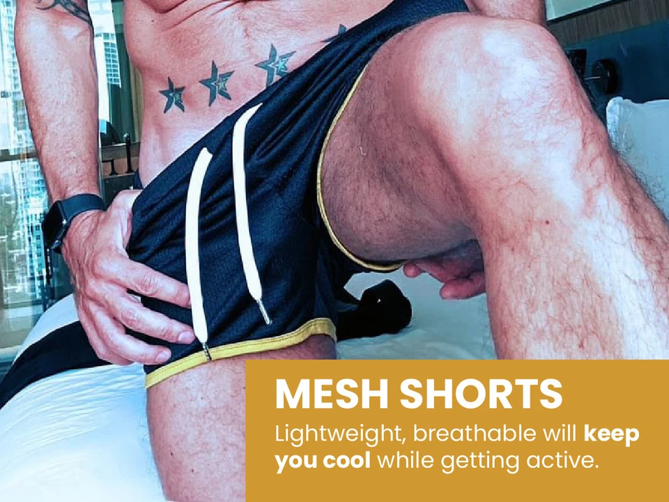 Men's Fitted Running Shorts Bodybuilding Gym Fitness Lifting Shorts with Pockets - Image 4 of 4