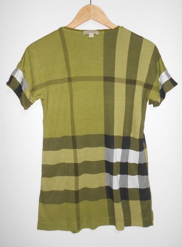 BURBERRY BRIT WOMAN'S two sided T-SHIRT SHIRT Green CHECK SIZE S NEW w/ defect - Picture 2 of 12