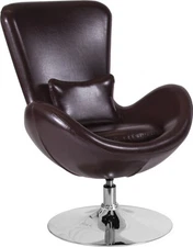 Egg Series Design Reception Lounge Accent Side Chair in Brown Leathersoft 