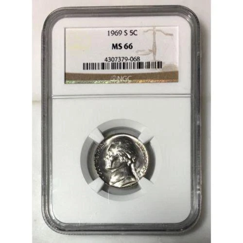 1969 S Jefferson Nickel NGC MS66 *Rev Tye's* #906899