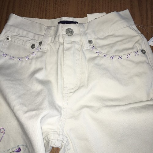 NWT Girls GapKids 100% Cotton Beaded Butterfly Embroidered Pants 7 7S - Picture 5 of 7
