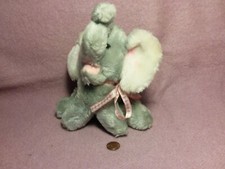 Vintage 8" Dakin GRAY ELEPHANT TRUNK UP MOUTH OPEN plush stuffed nutshells