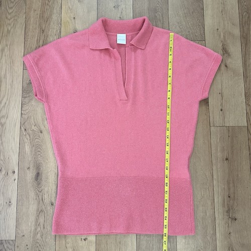 Madeleine Cashmere Jumper 14/16 Pink V Neck Polo Top Short Sleeve Knit Sweater - Picture 7 of 11