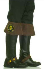 BLACK BROWN BUCCANNER PIRATE BOOT COVERS COSTUME ACCESSORY
